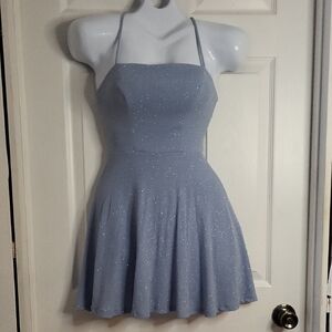 B. Smart Sparkling Light Blue Mini Dress